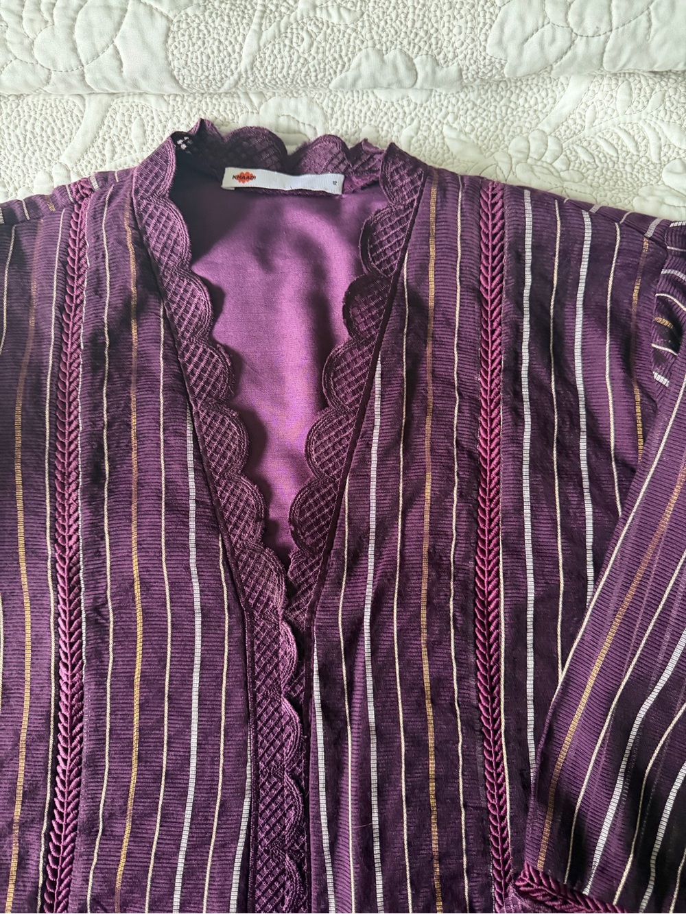 Scallop-Edge Purple Striped Women's Dress